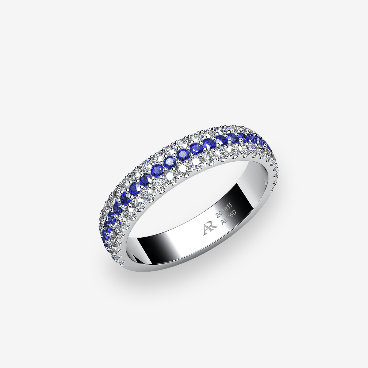 Alliance pavage Saphirs bleus Platine 950‰