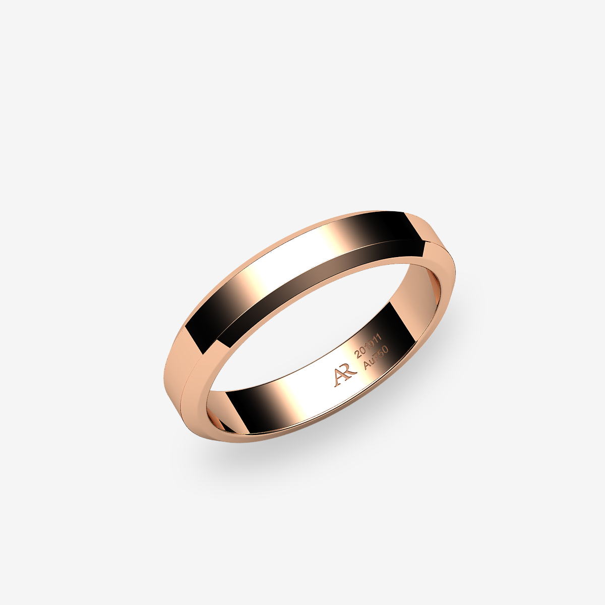 Alliance ruban plat  Or rose 18 carats