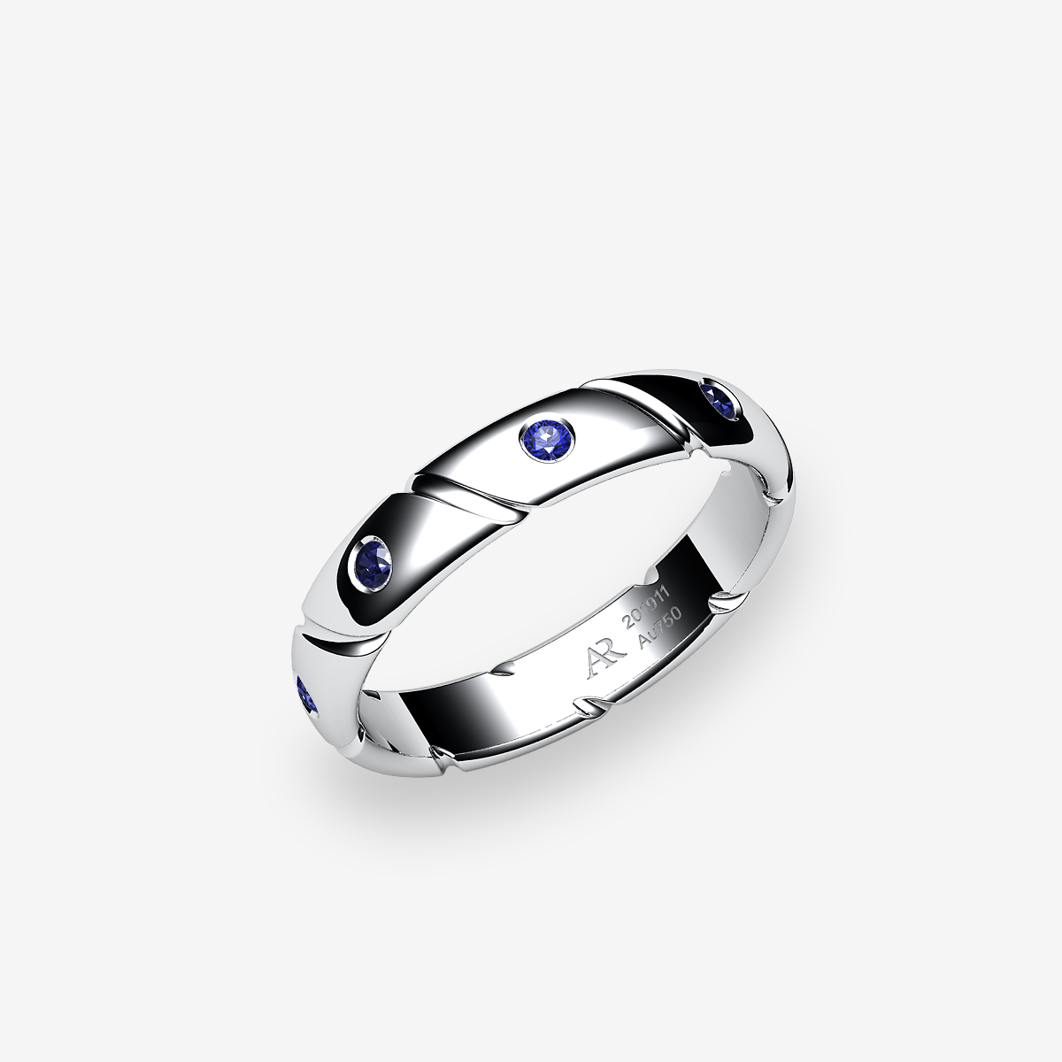 Alliance Saphirs bleus Platine 950‰