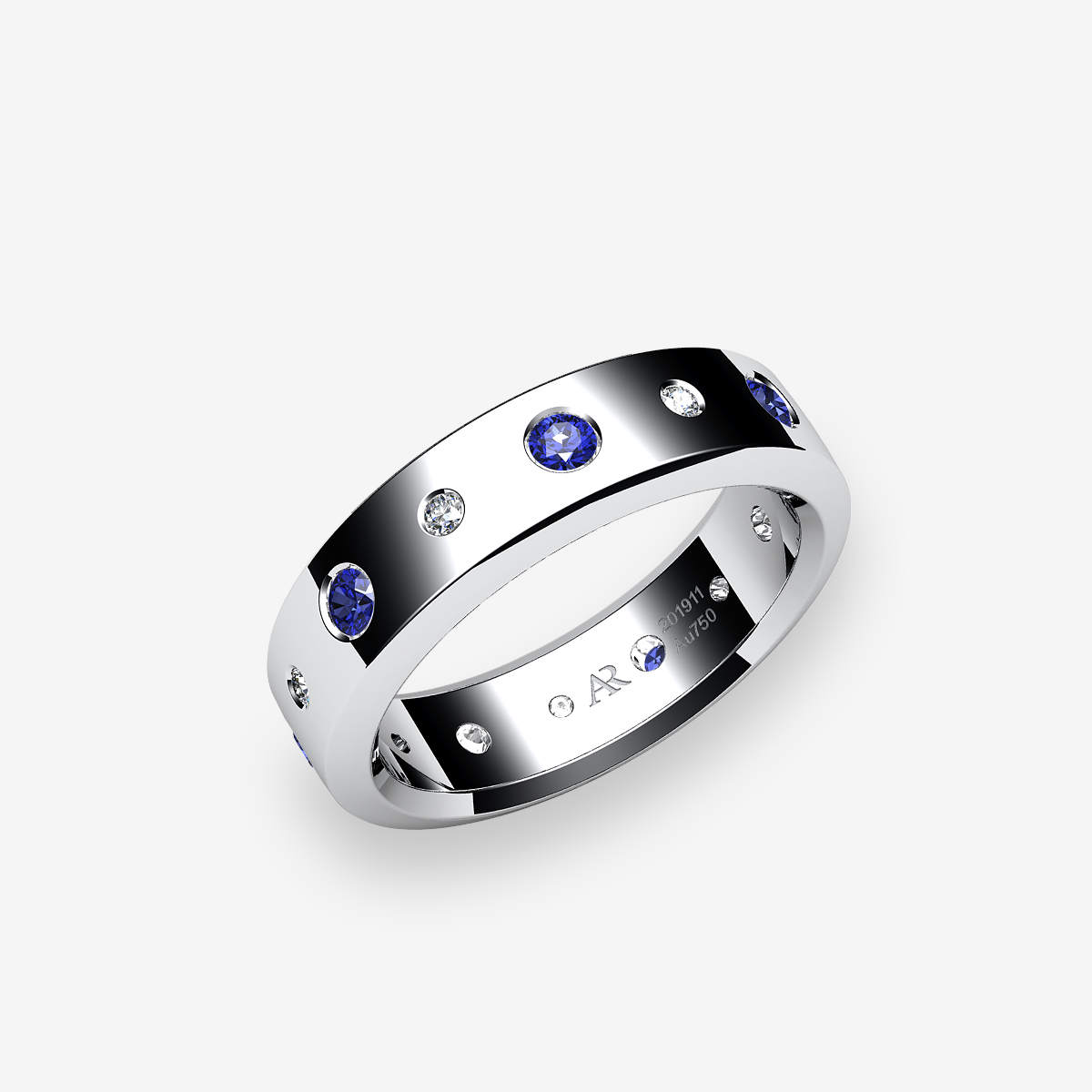 Alliance Saphirs bleus Platine 950‰