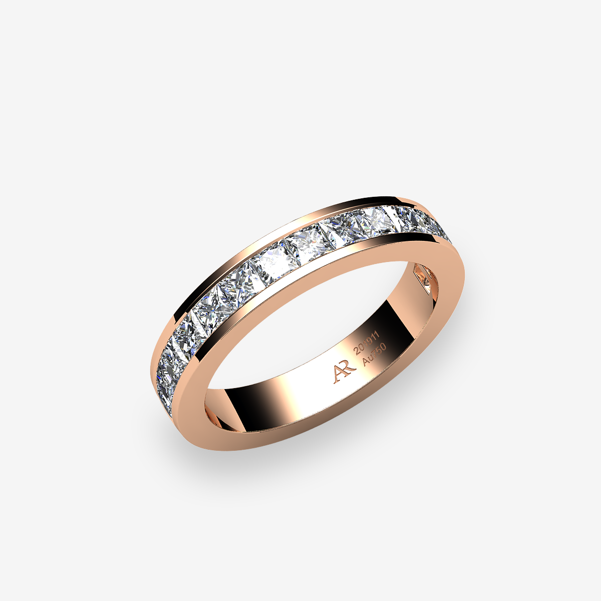 Alliance serti rail Diamants Or rose 18 carats