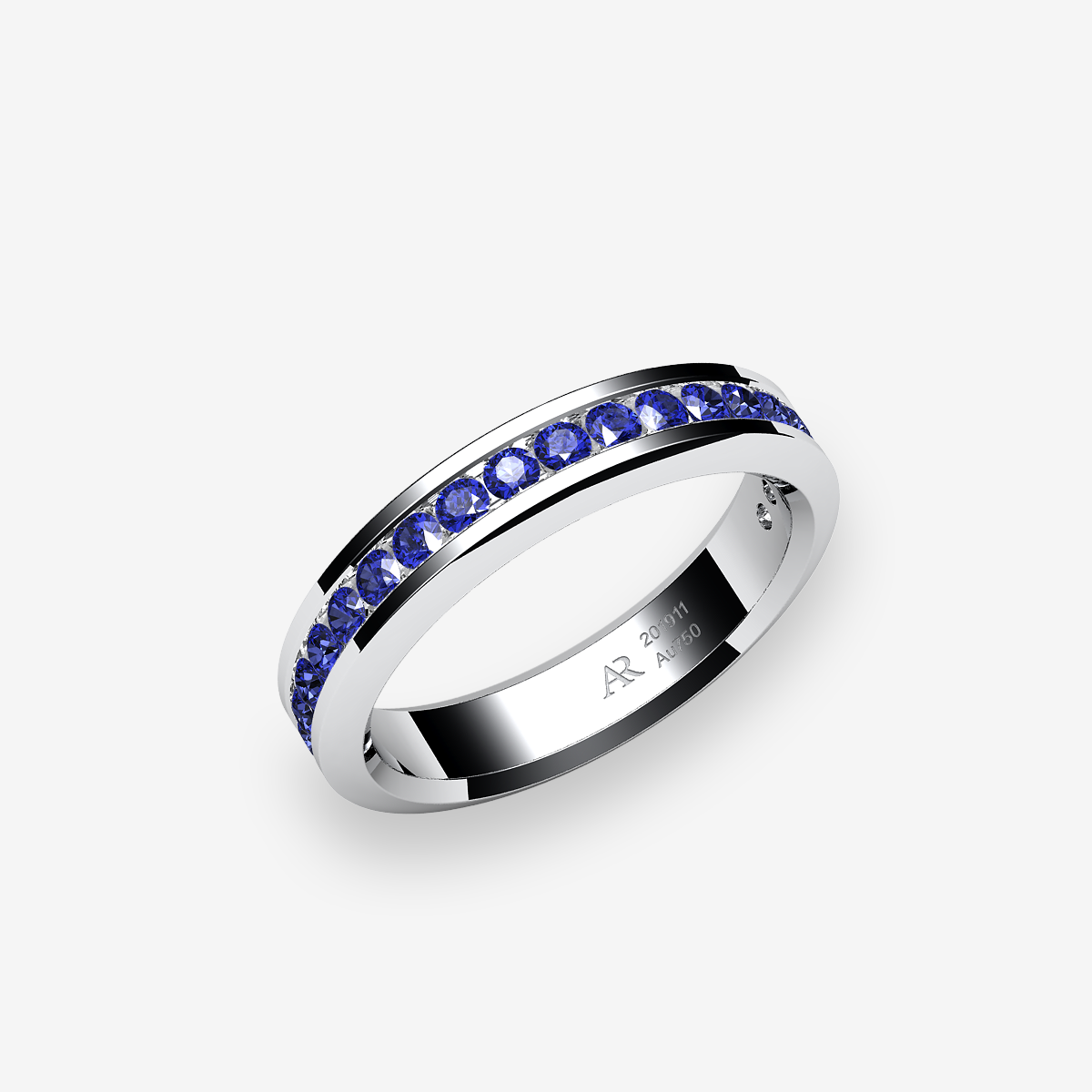 Alliance serti rail Saphirs bleus Platine 950‰