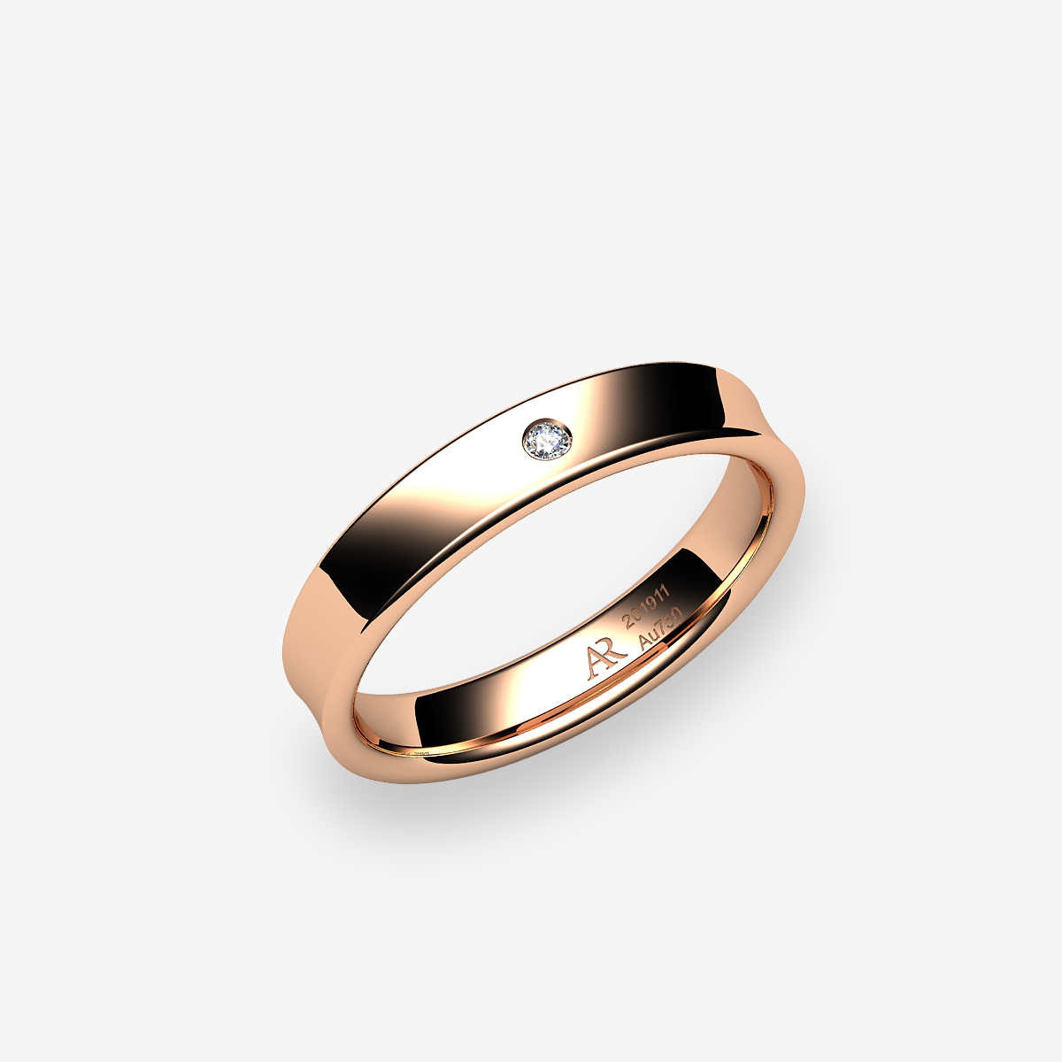 Bague au profil concave Diamant Or rose 18 carats