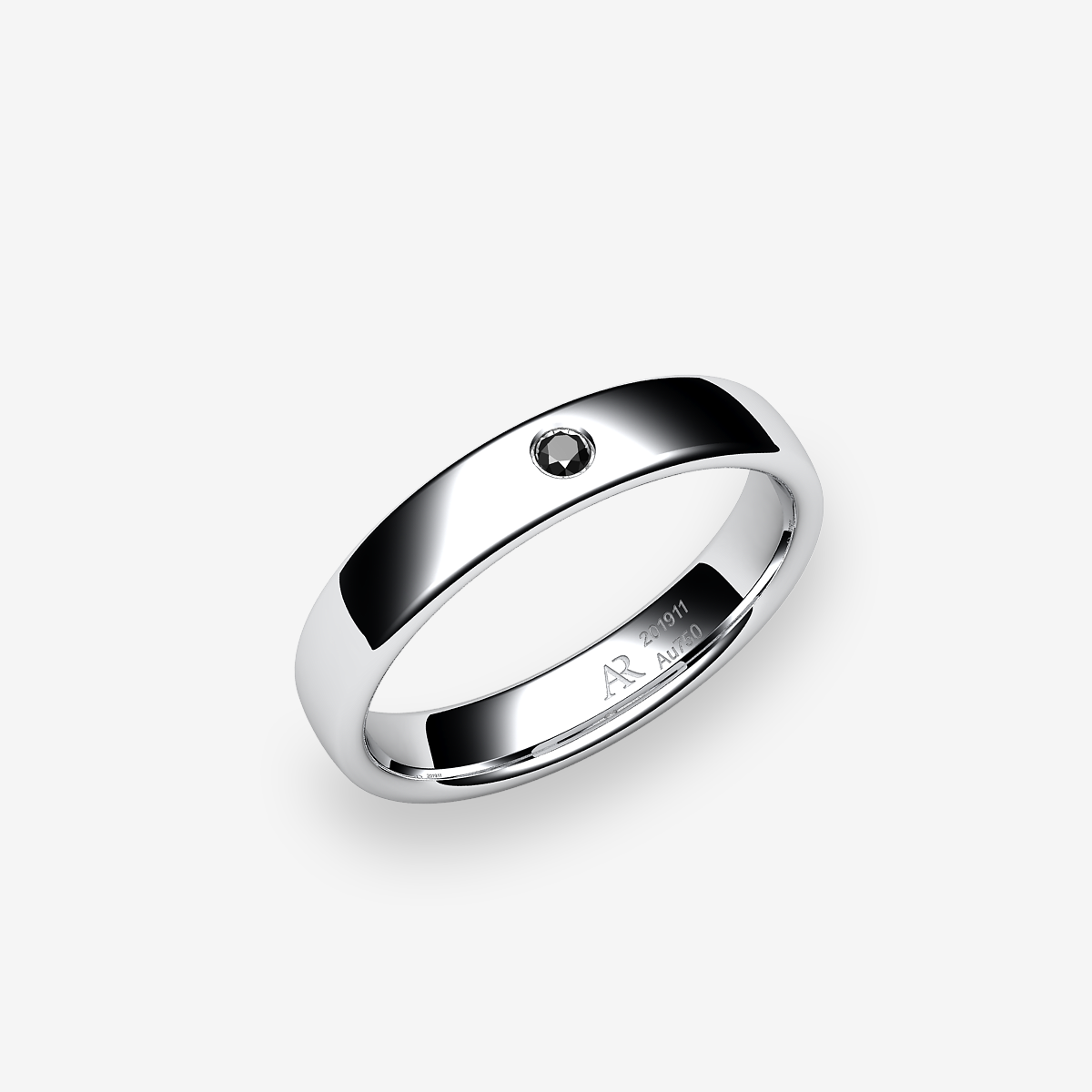 Bague au profil ovale Diamant noir Platine 950‰
