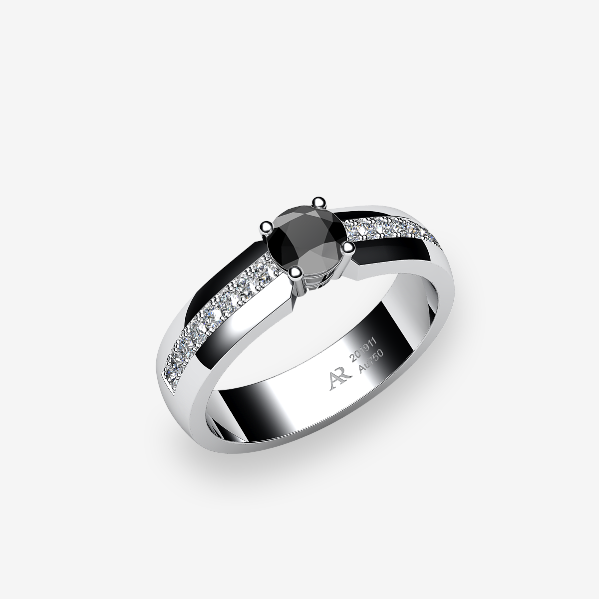 Bague de fiançailles Diamant noir Platine 950‰