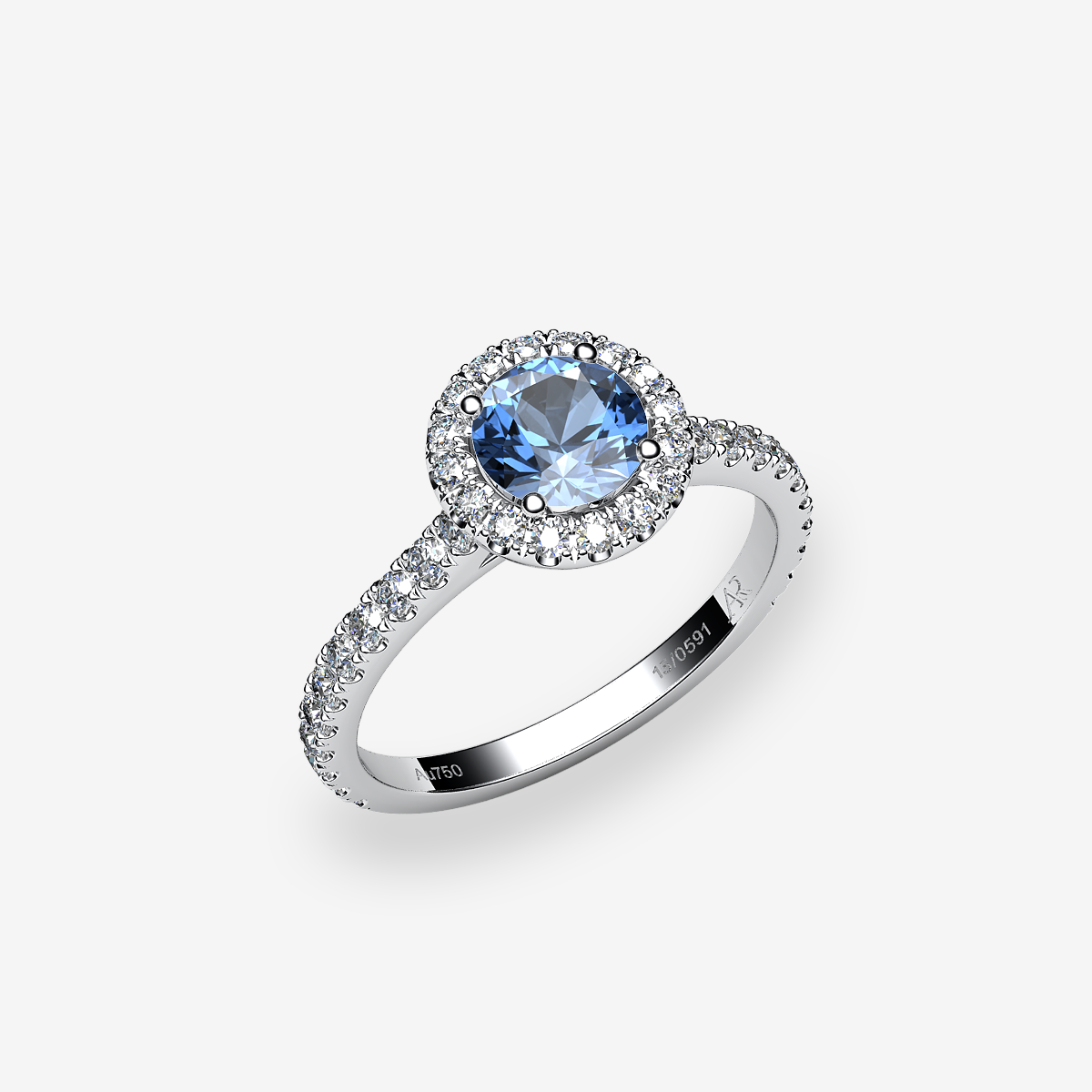 Bague de fiançailles entourage Aigue-marine Platine 950‰