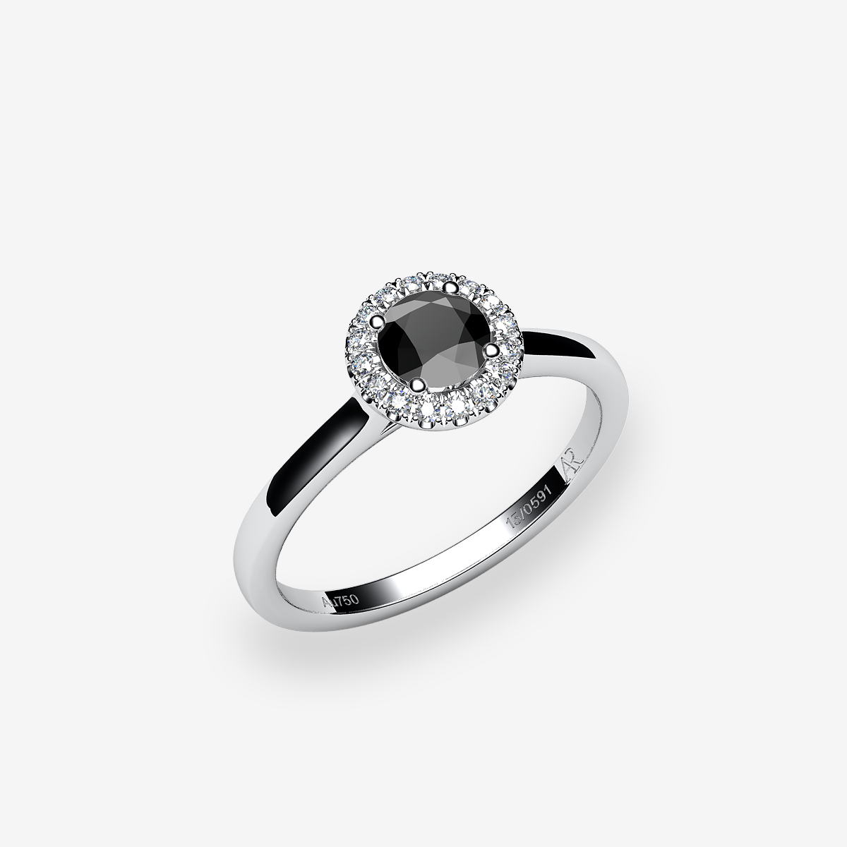 Bague de fiançailles entourage Diamant noir Platine 950‰