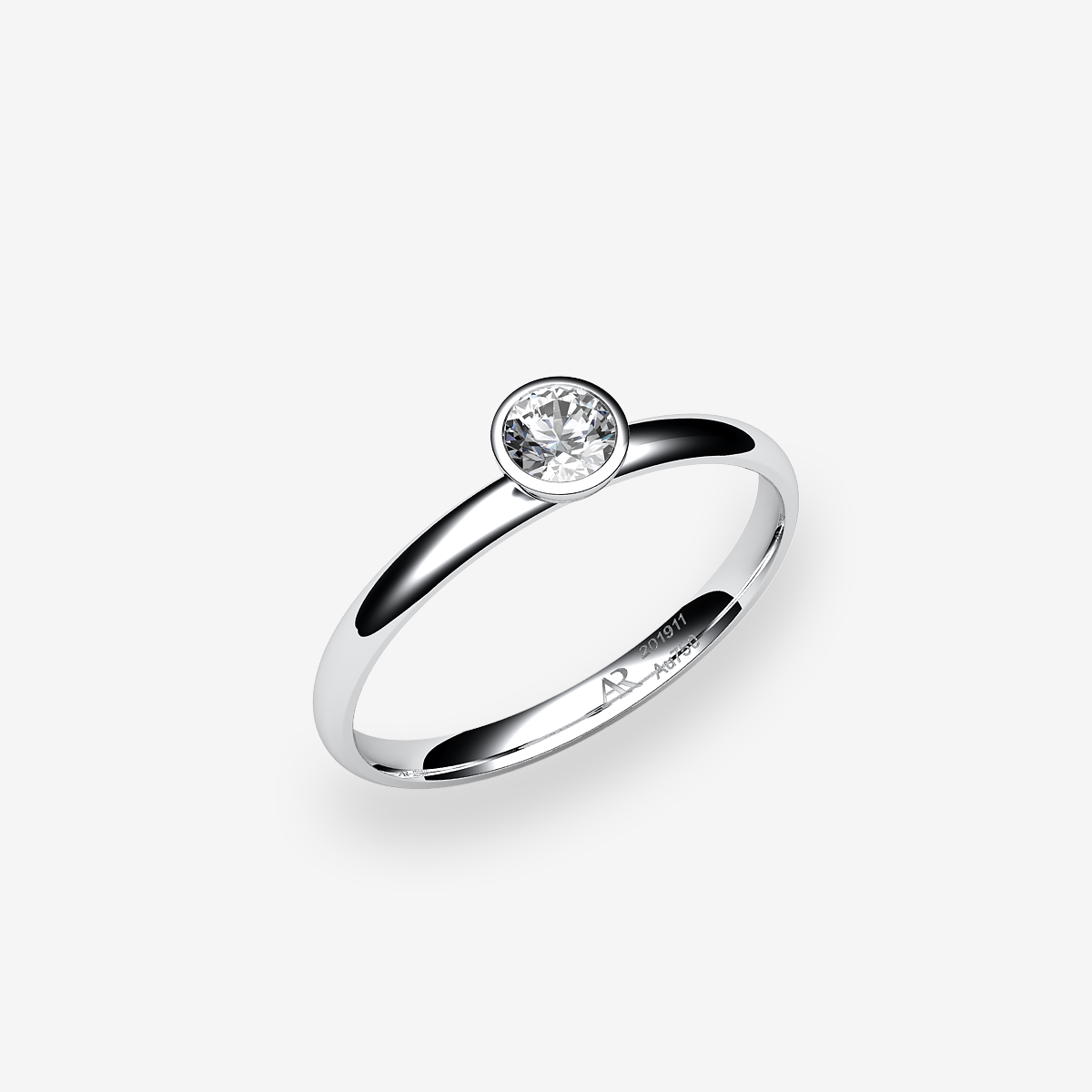 Bague de fiançailles serti clos Diamant Platine 950‰