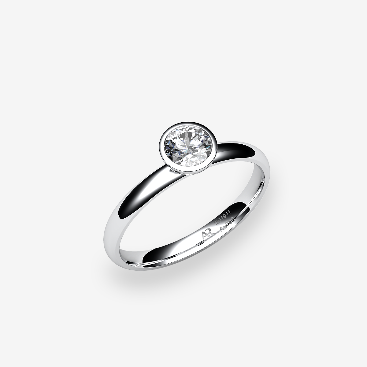 Bague de fiançailles serti clos Diamant Platine 950‰