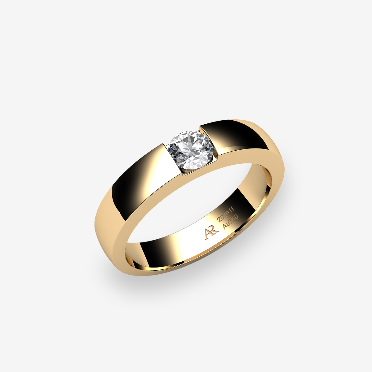 Bague de fiançailles serti rail Diamant Or jaune 18 carats