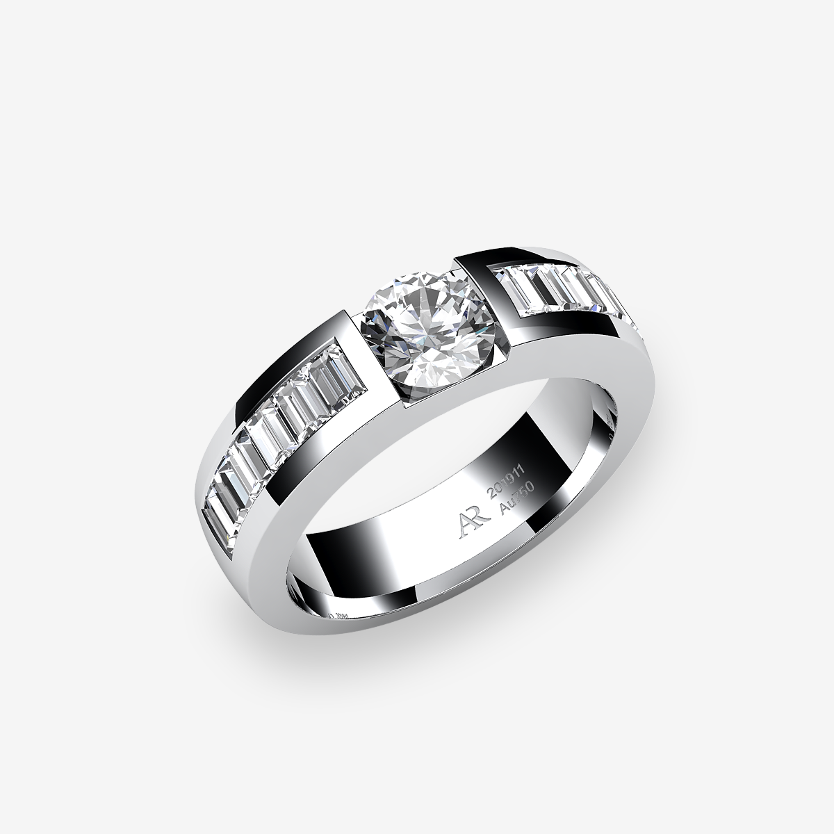 Bague de fiançailles serti rail Diamant Platine 950‰