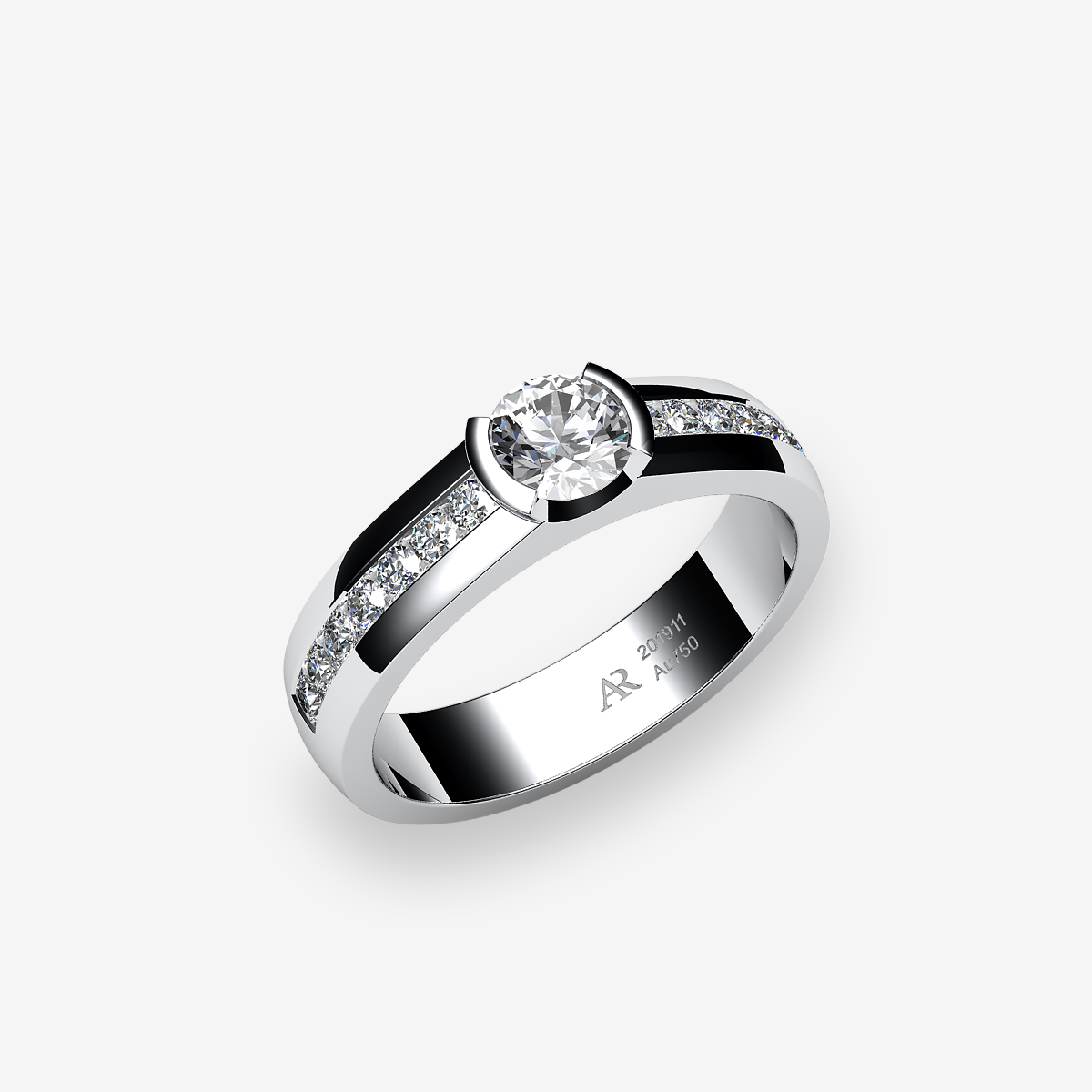 Bague de fiançailles serti semi-clos Diamant Platine 950‰