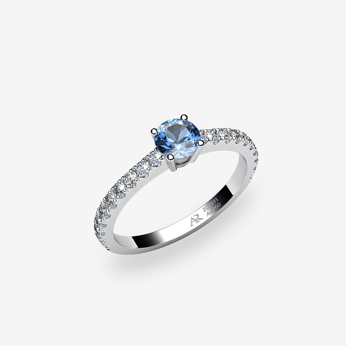 Bague de fiançailles solitaire Aigue-marine Platine 950‰