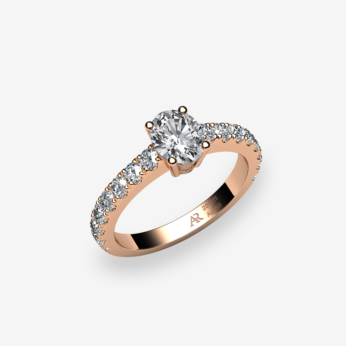 Bague de fiançailles solitaire Diamant Or rose 18 carats