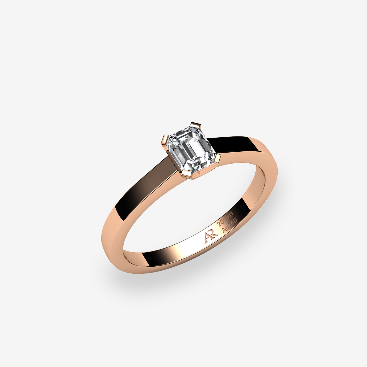 Bague de fiançailles solitaire Diamant Or rose 18 carats