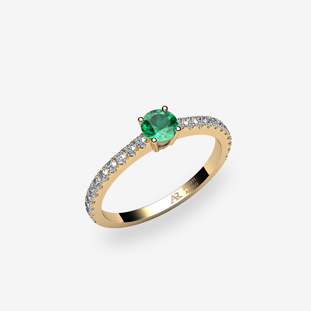 Bague de fiançailles solitaire Émeraude Or jaune 18 carats