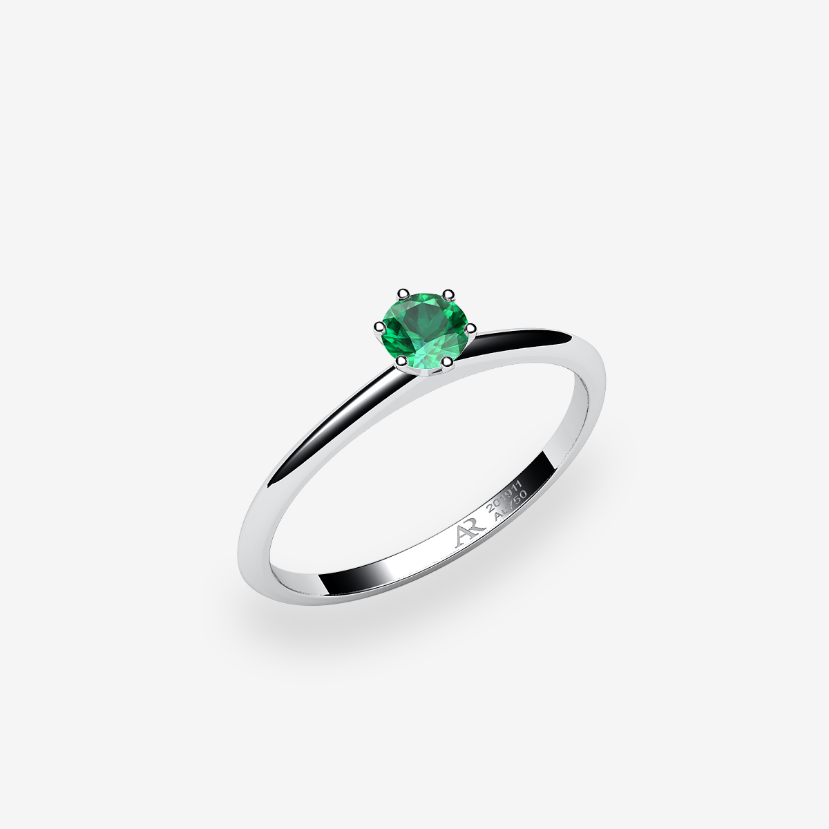 Bague de fiançailles solitaire Émeraude Platine 950‰