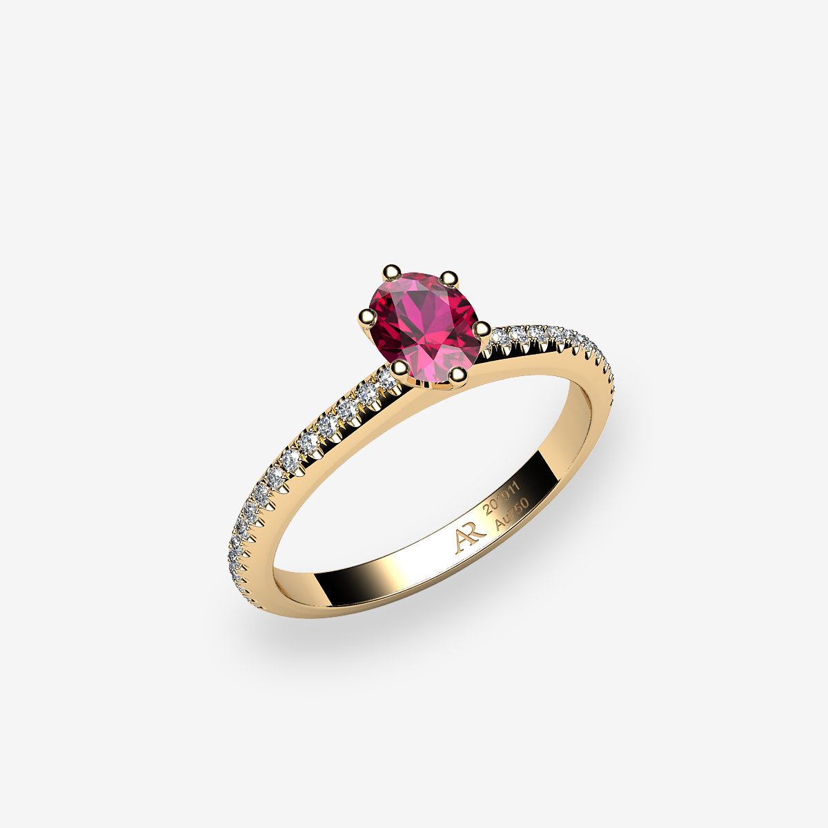 Bague de fiançailles solitaire Rubis Or jaune 18 carats