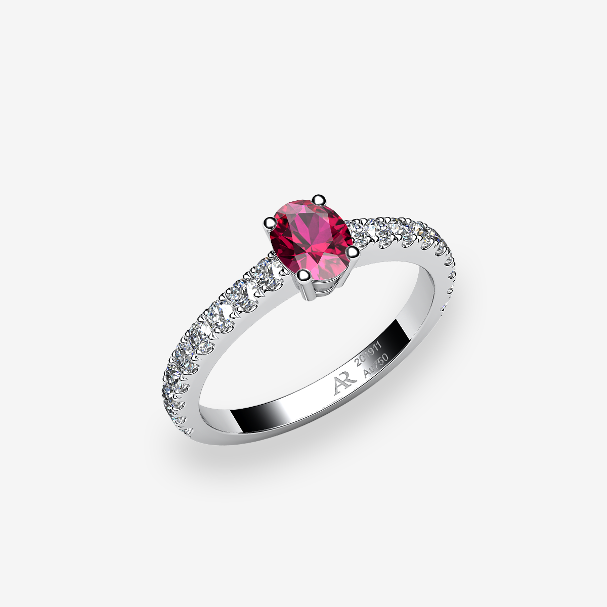 Bague de fiançailles solitaire Rubis Platine 950‰