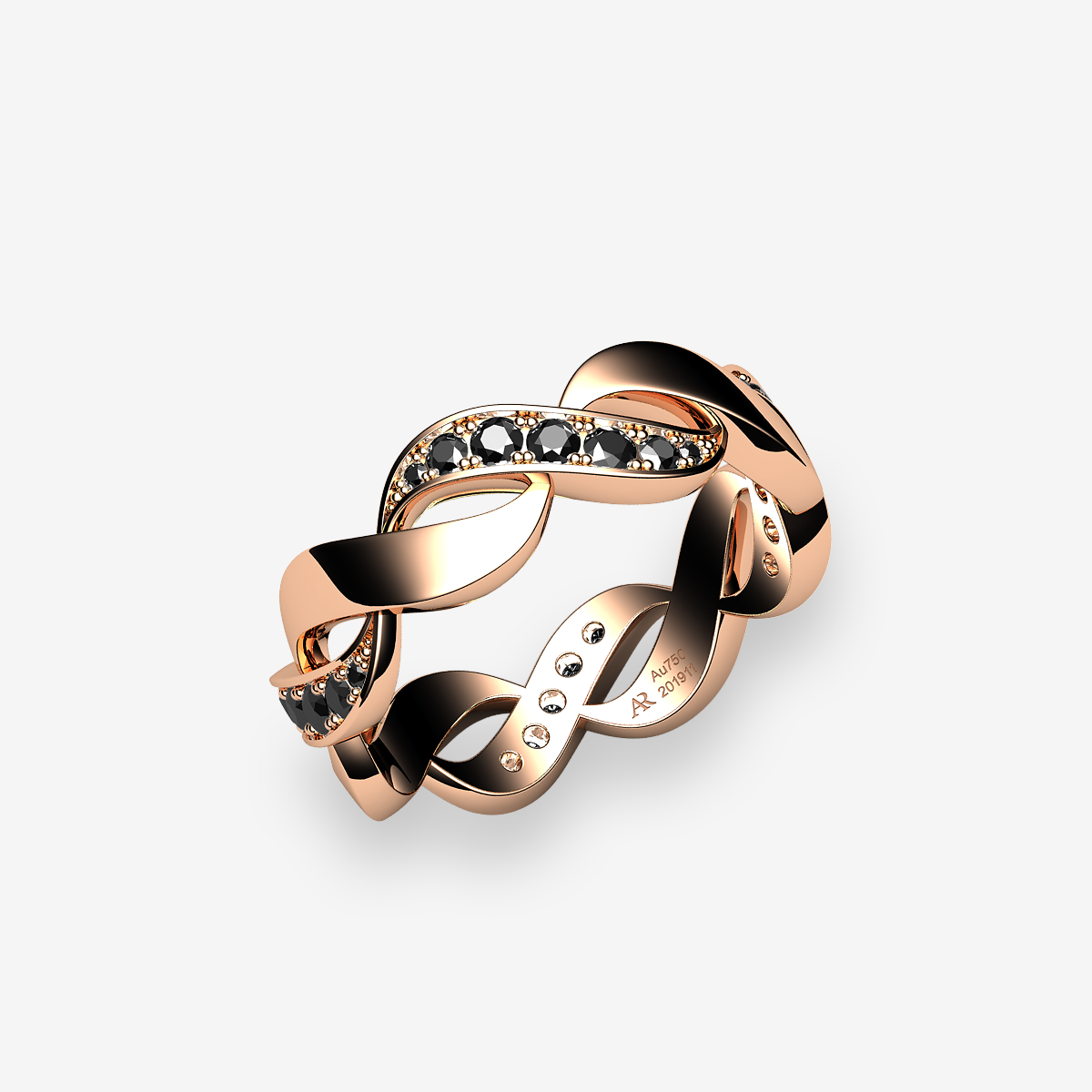 Bague Diamants noirs Or rose 18 carats