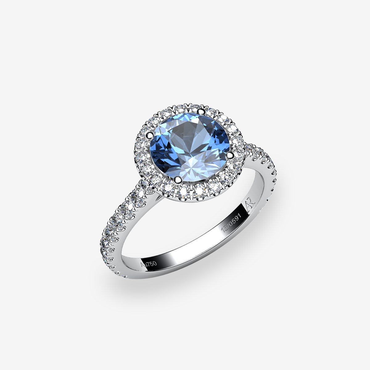 Bague entourage Aigue-marine Platine 950‰