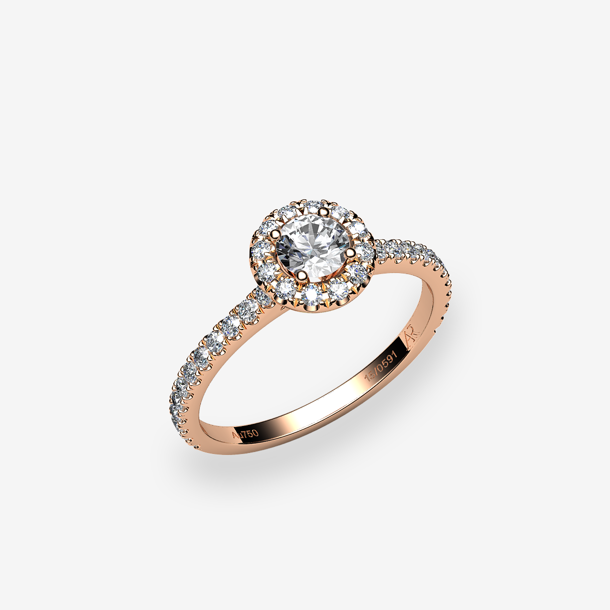 Bague entourage Diamant Or rose 18 carats