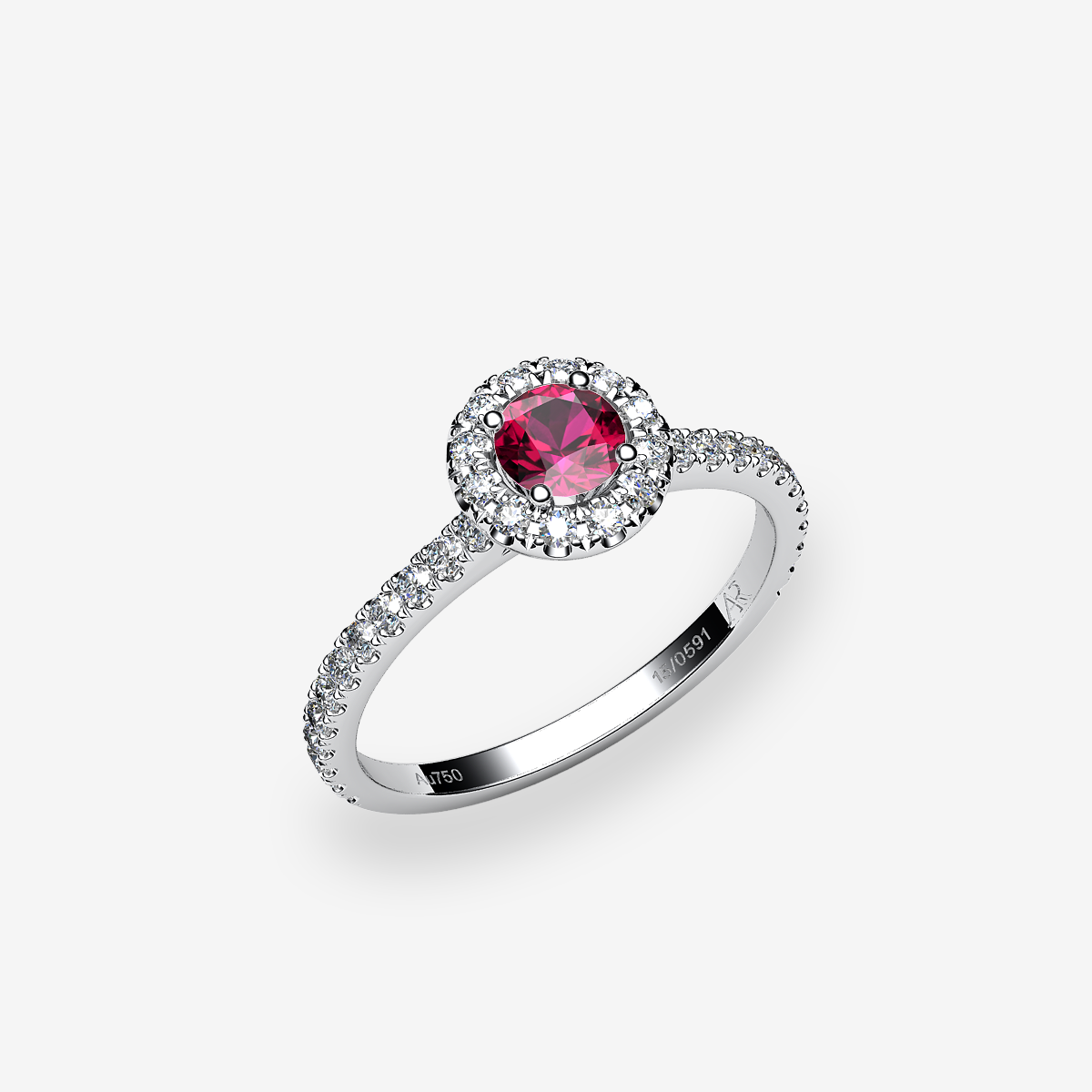 Bague entourage Rubis Platine 950‰