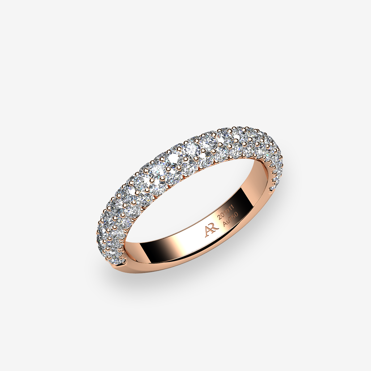 Bague pavage Diamants Or rose 18 carats