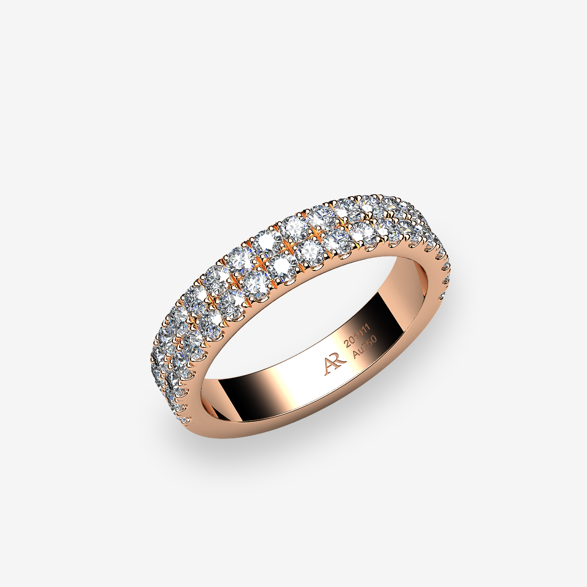 Bague pavage Diamants Or rose 18 carats