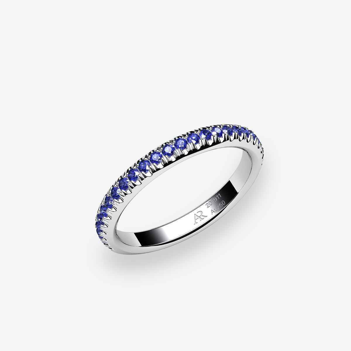 Bague pavage Saphirs bleus Platine 950‰