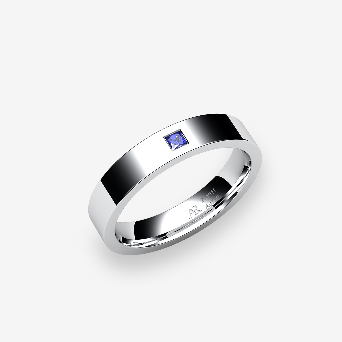 Bague ruban plat Saphir bleu Platine 950‰