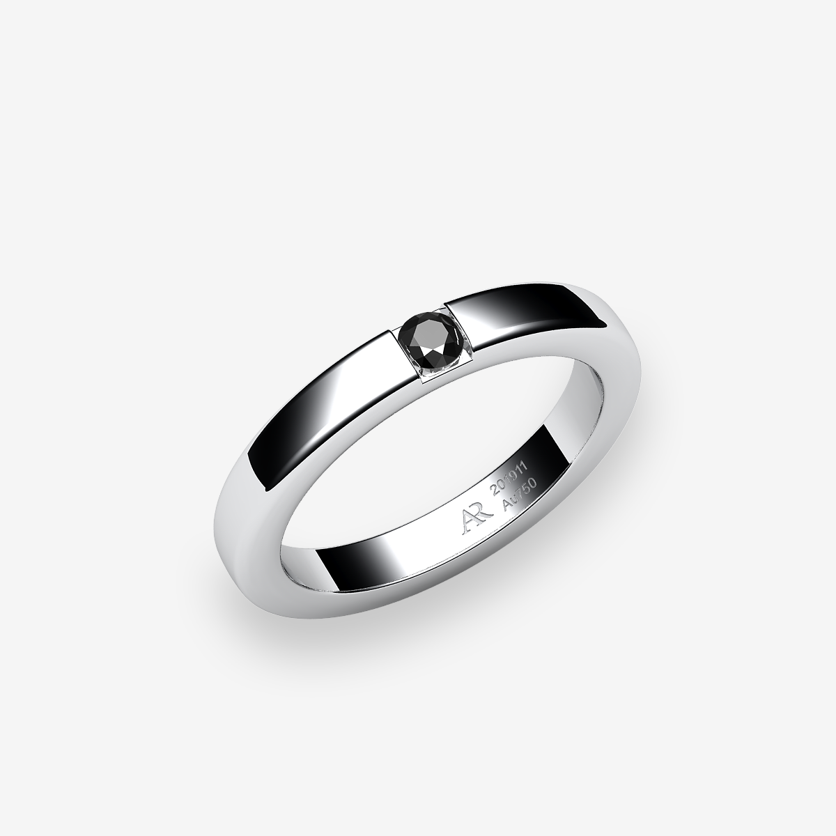 Bague serti barrette Diamant noir Platine 950‰