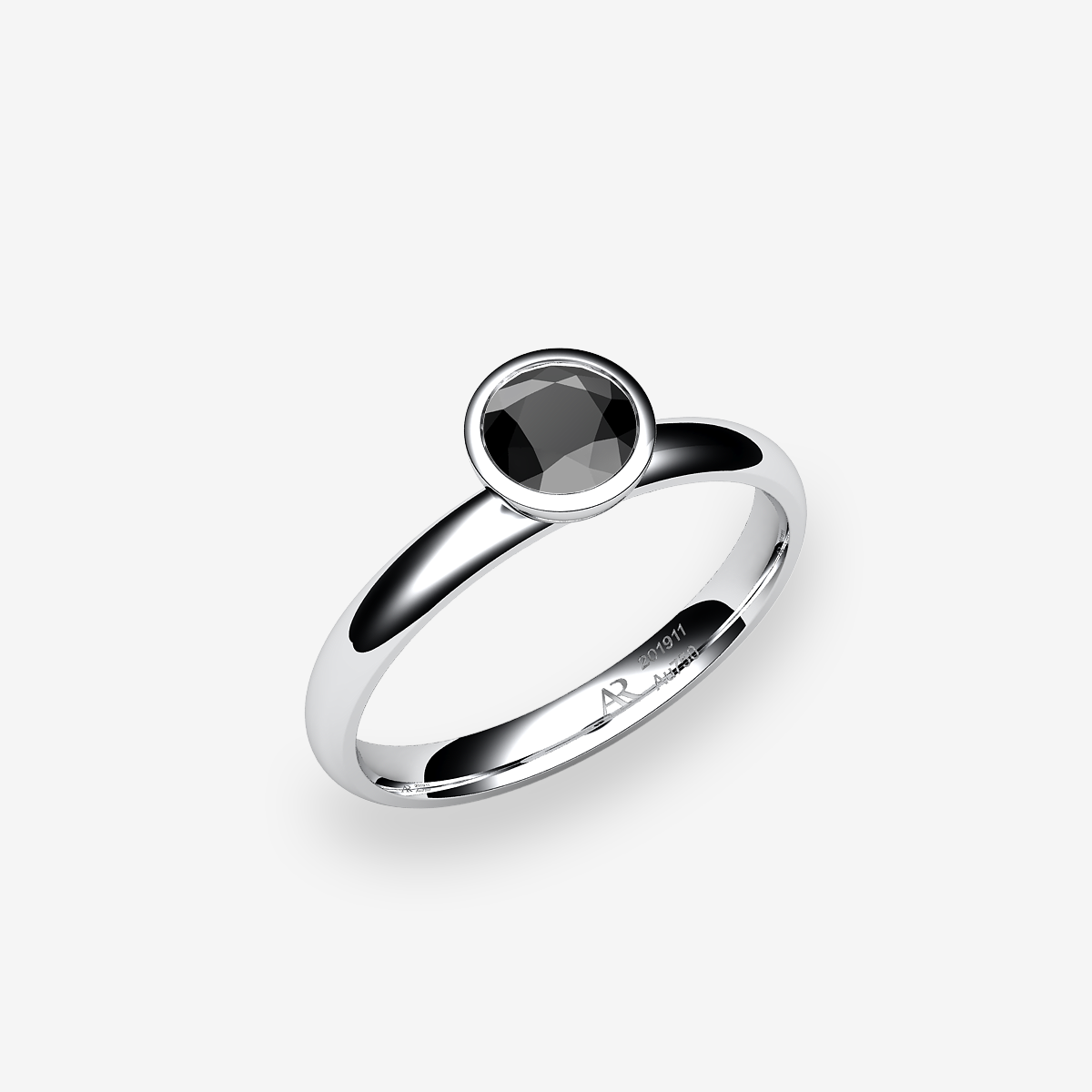 Bague serti clos Diamant noir Platine 950‰
