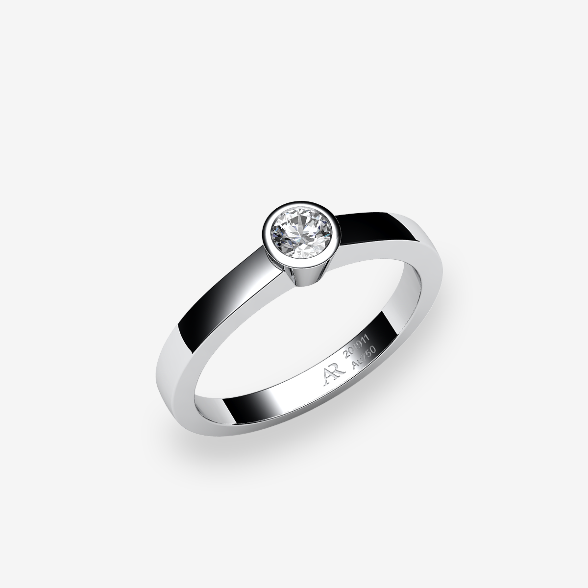 Bague serti clos Diamant Or blanc palladié 18 carats