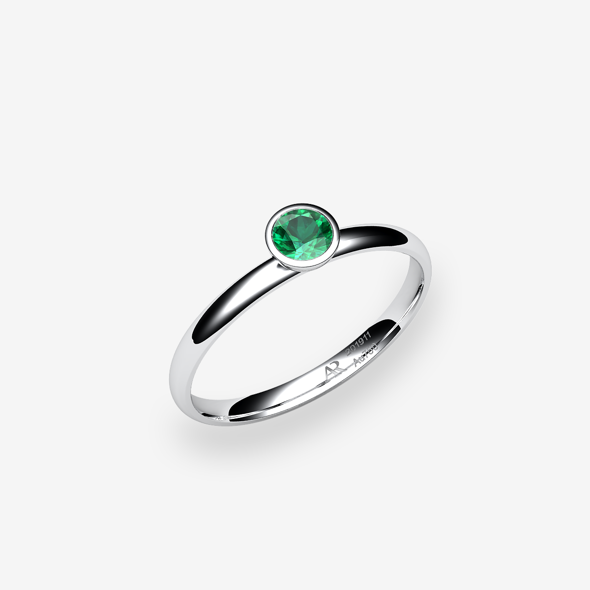 Bague serti clos Émeraude Platine 950‰