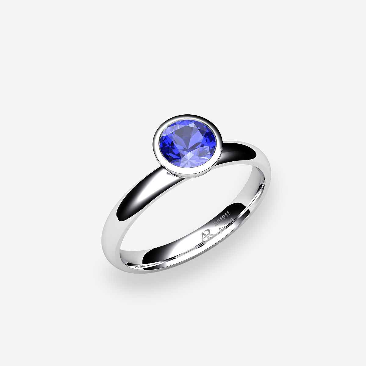 Bague serti clos Saphir bleu Platine 950‰
