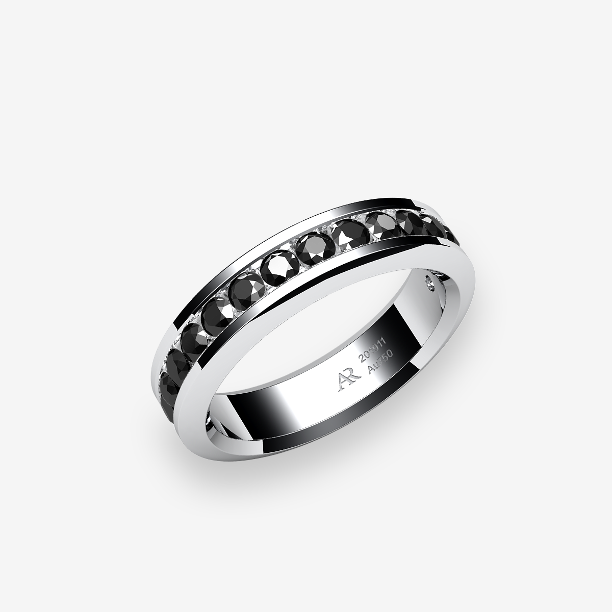 Bague serti rail Diamants noirs Platine 950‰