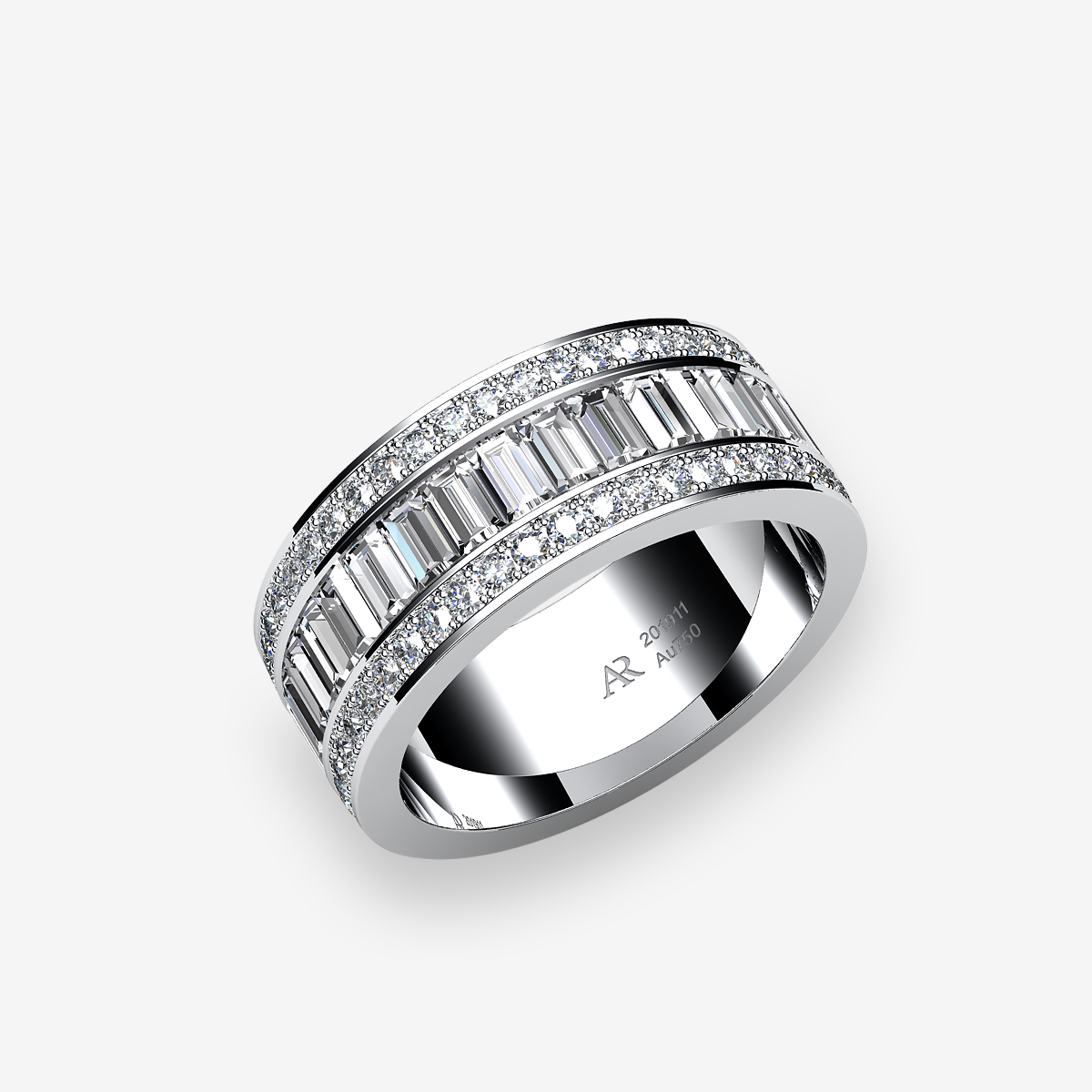Bague serti rail et pavage Diamants Platine 950‰