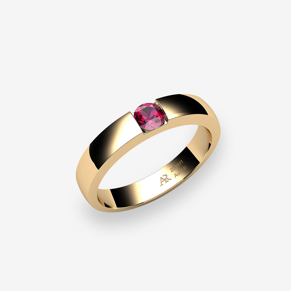 Bague serti rail Rubis Or jaune 18 carats