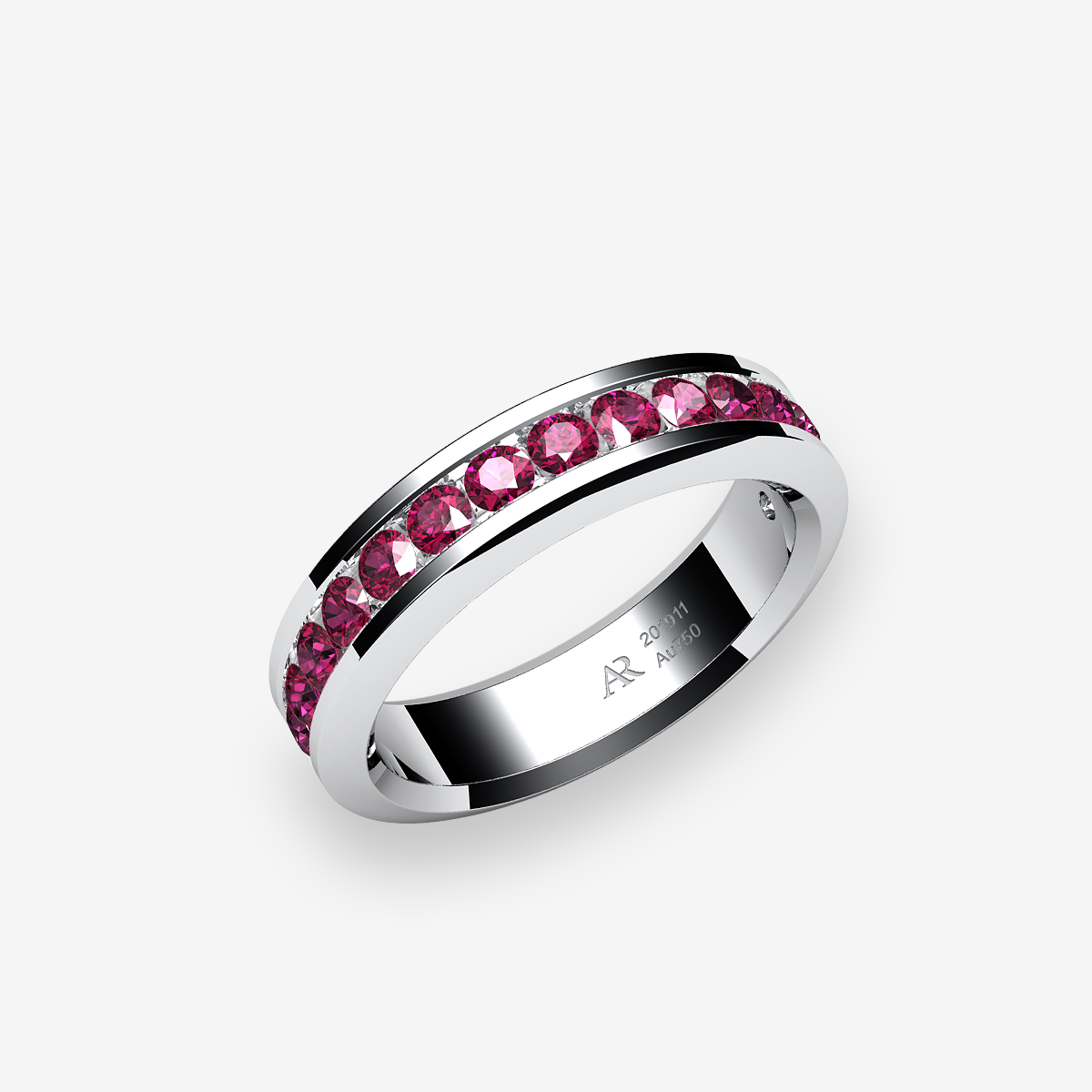 Bague serti rail Rubis Platine 950‰