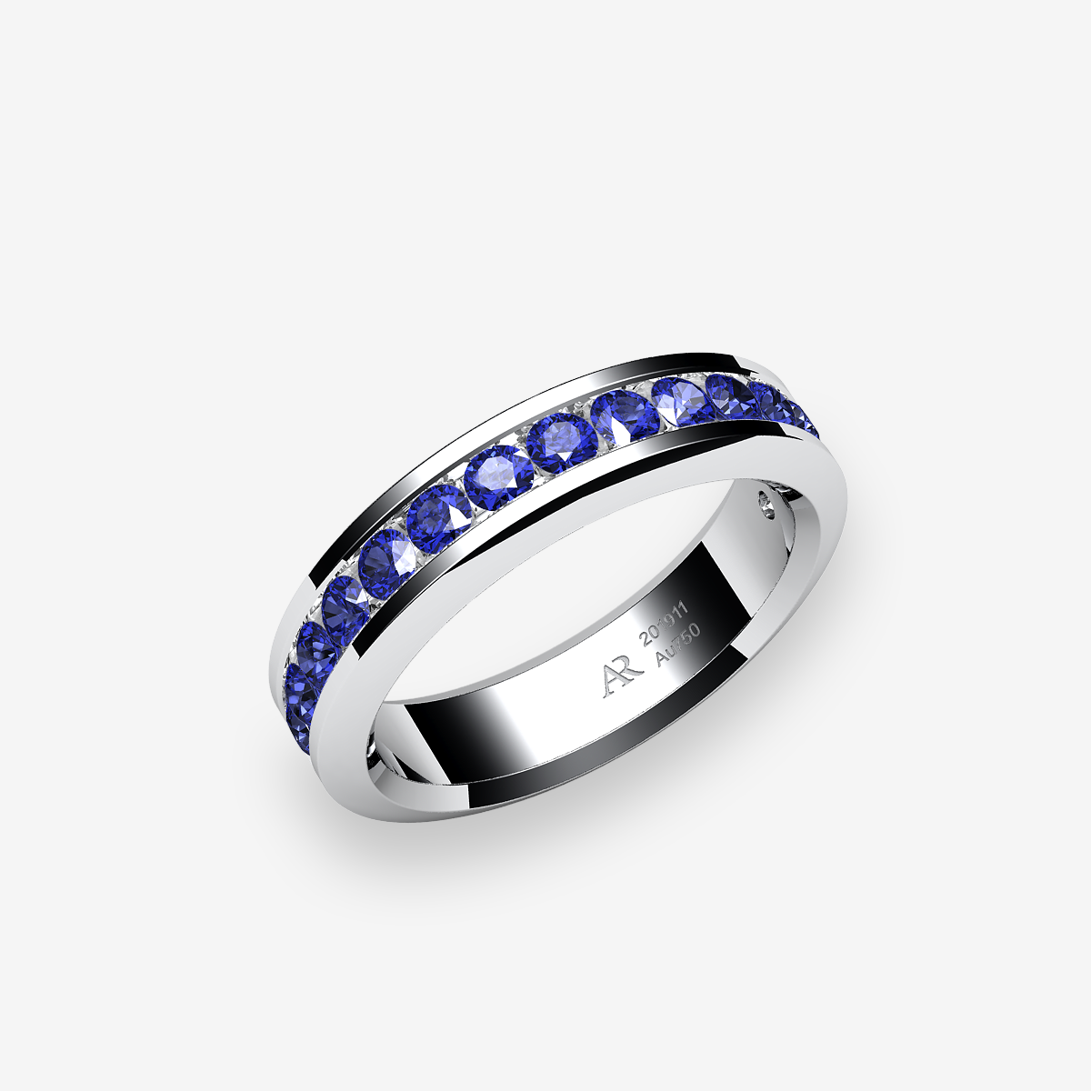 Bague serti rail Saphirs bleus Platine 950‰