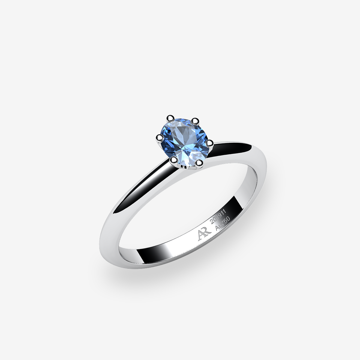 Bague solitaire Aigue-marine Platine 950‰