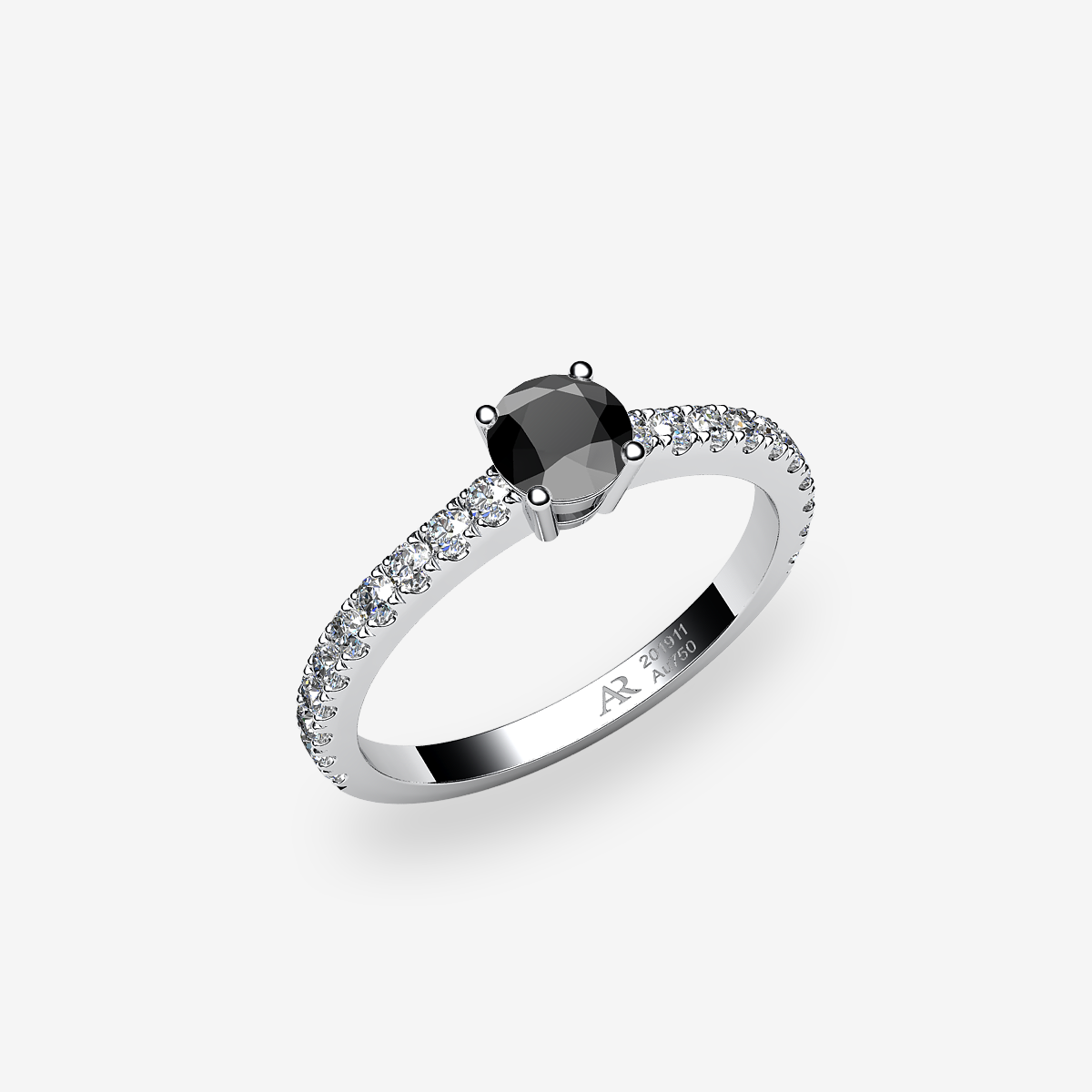 Bague solitaire Diamant noir Platine 950‰