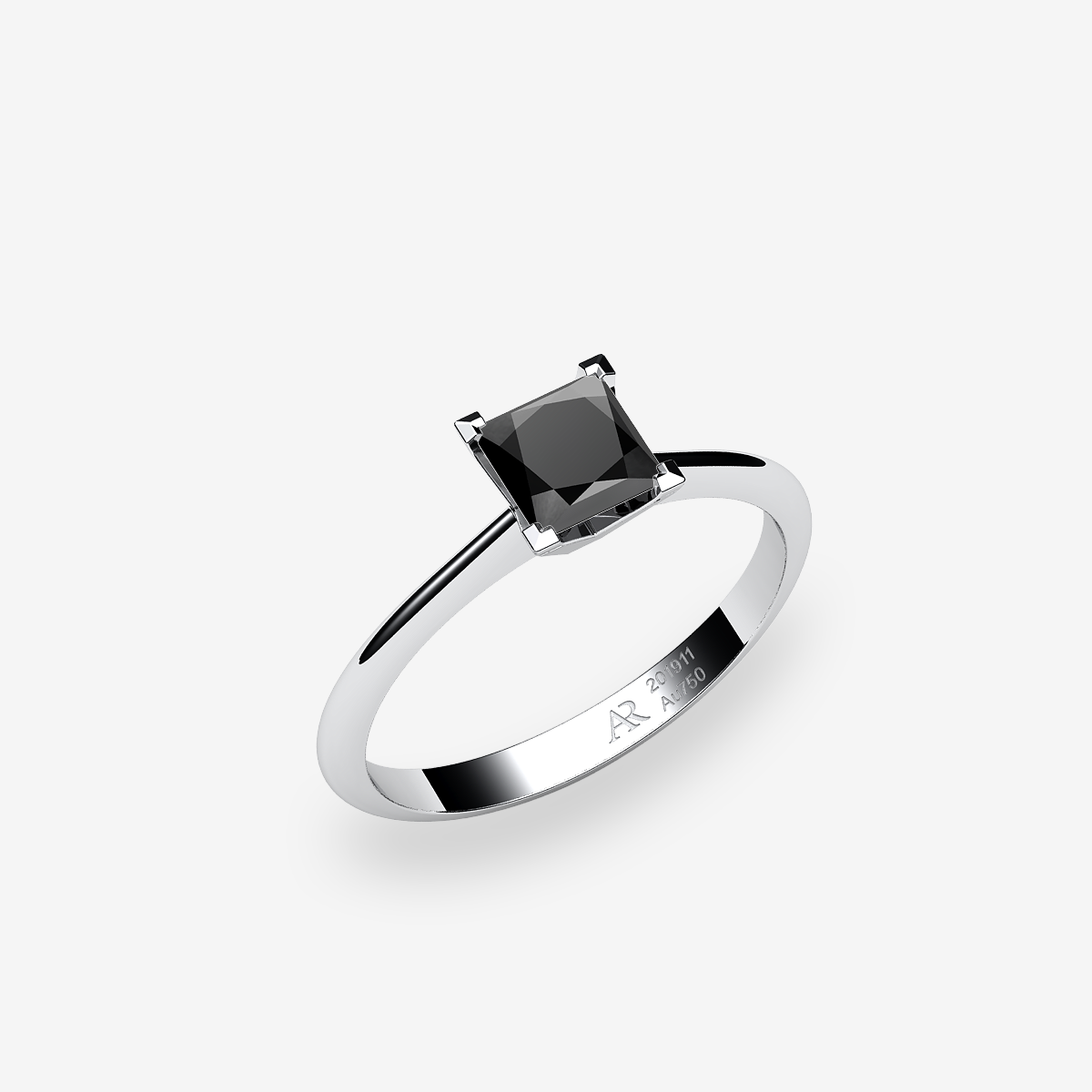 Bague solitaire Diamant noir Platine 950‰