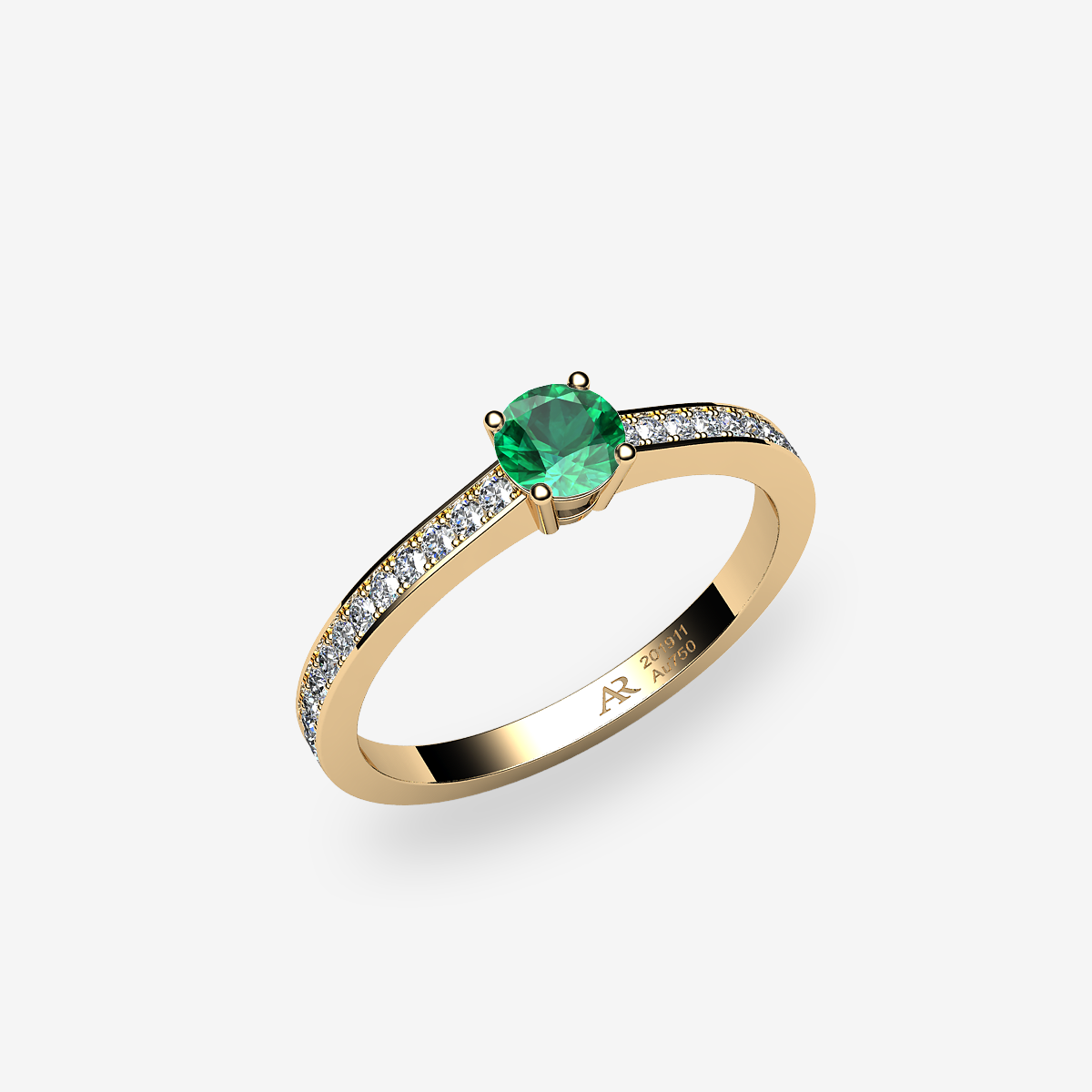 Bague solitaire Émeraude Or jaune 18 carats