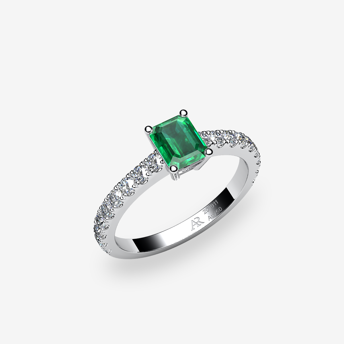 Bague solitaire Émeraude Platine 950‰