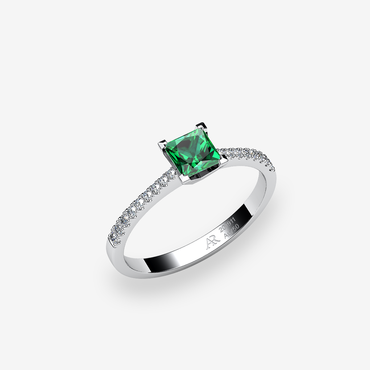 Bague solitaire Émeraude Platine 950‰