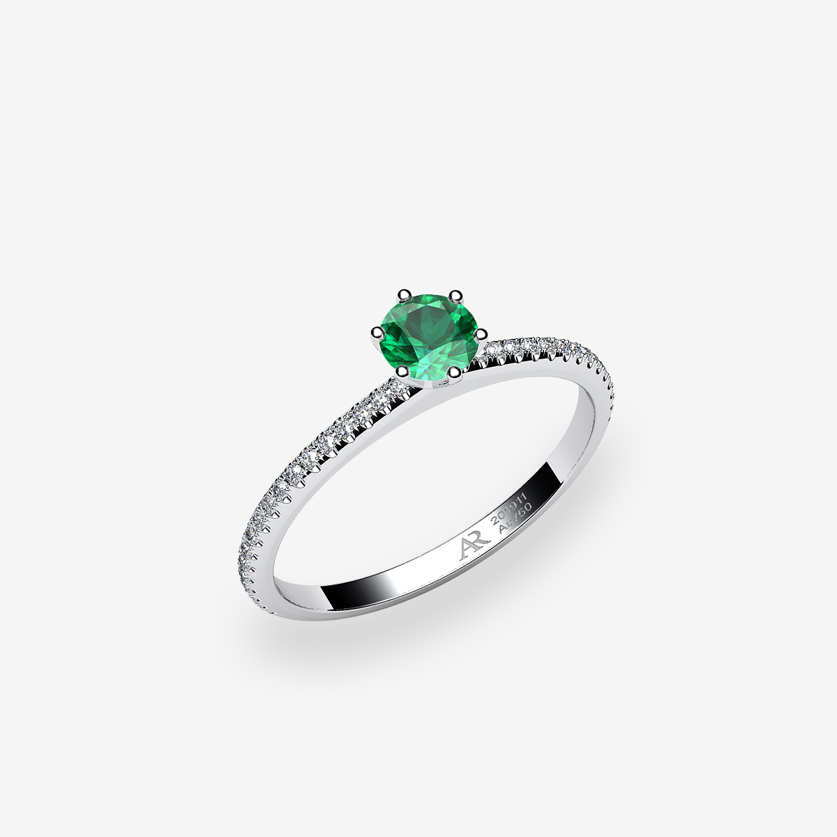 Bague solitaire Émeraude Platine 950‰