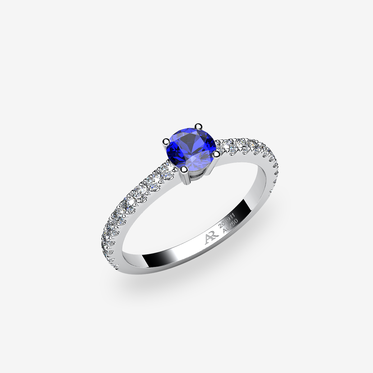 Bague solitaire Saphir bleu Platine 950‰