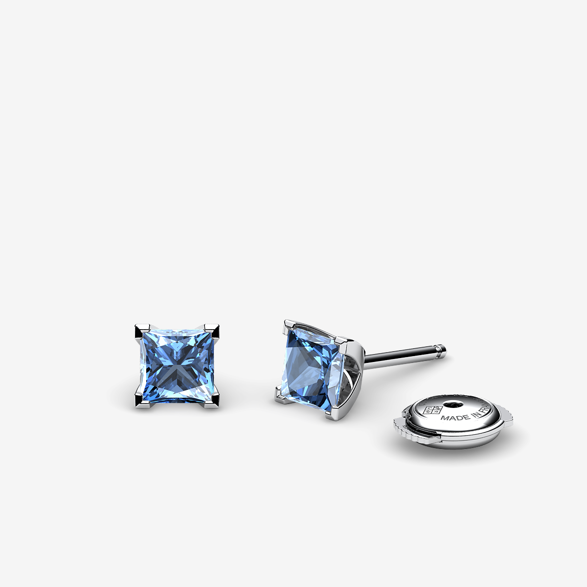 Boucles d'oreilles Aigues-marines Or blanc palladié 18 carats